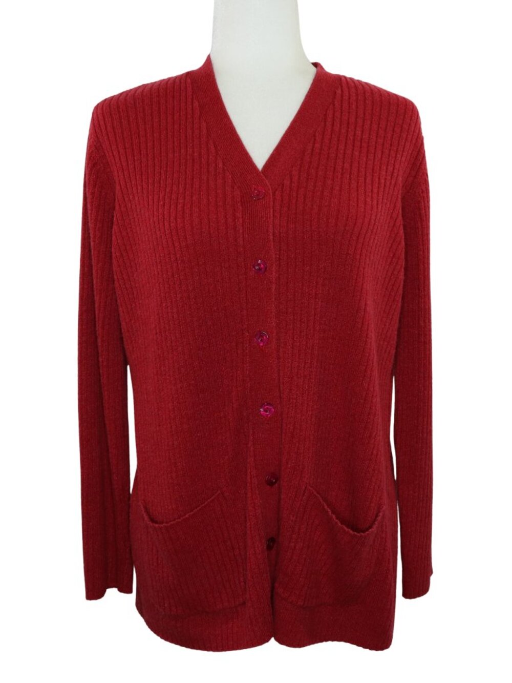 Emma James Red Button Front Cardigan Sweater